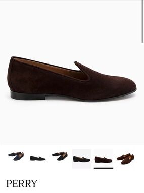 Blue Velvet Black Suede Slip-On Flats